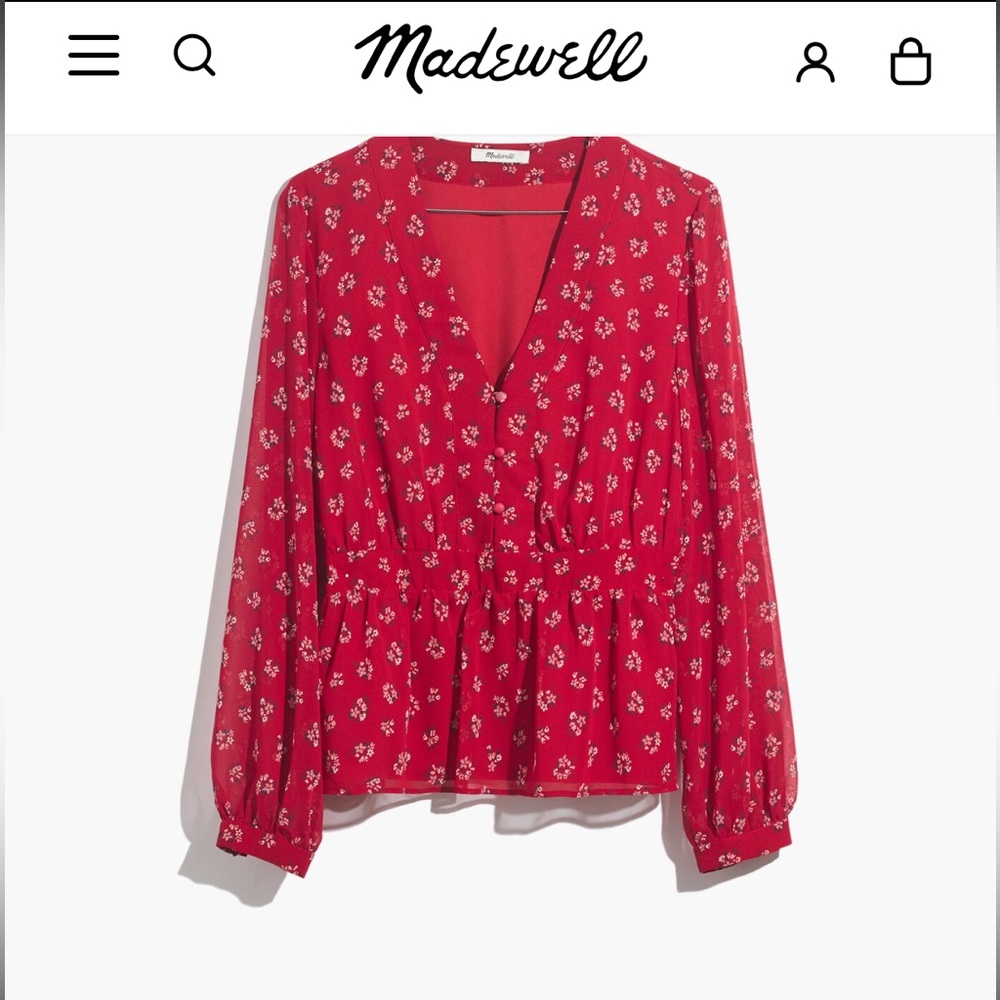 Madewell - Red Floral Blouse / Size XS